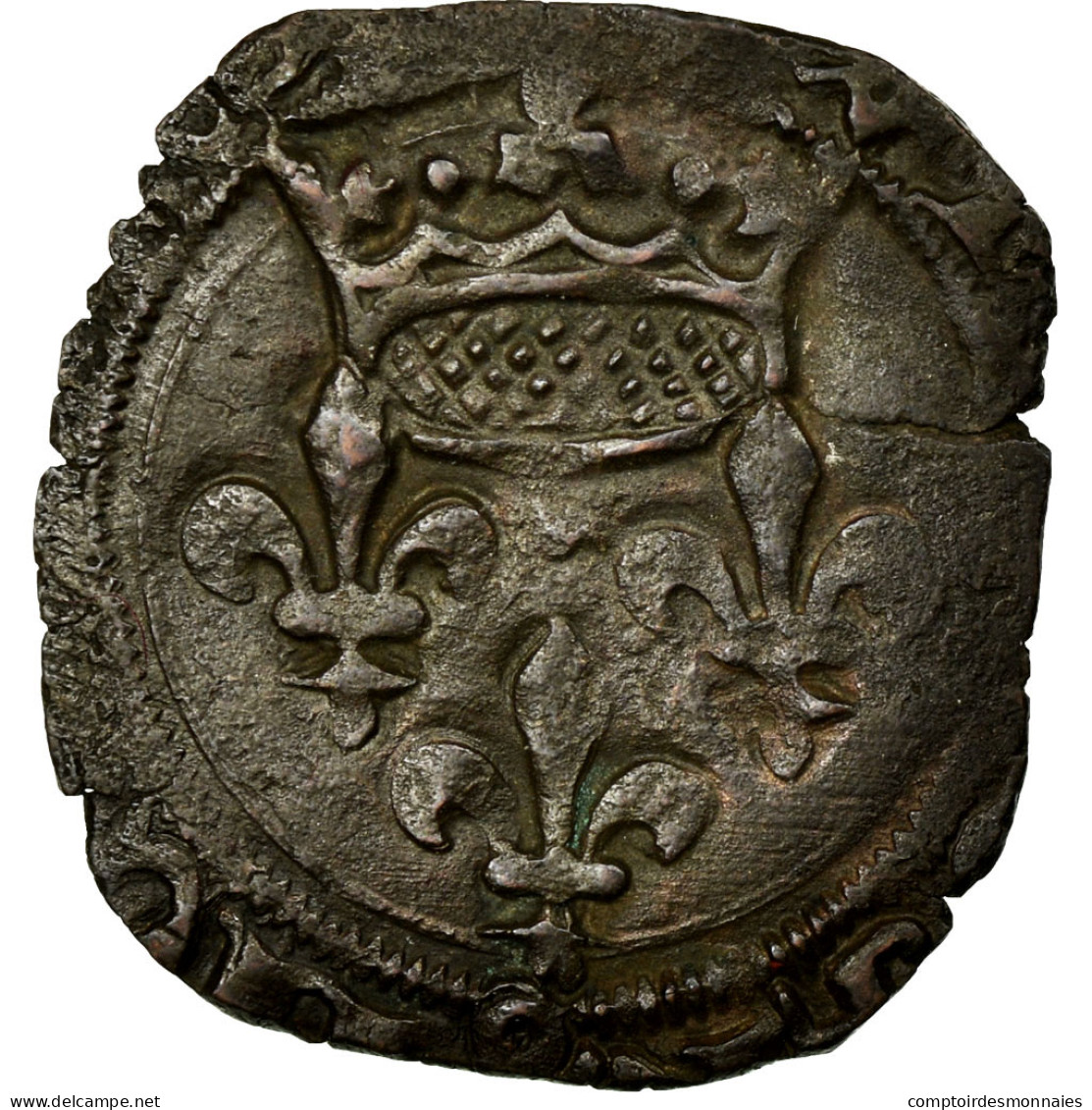 Monnaie, France, Gros, Limoges, B+, Billon, Duplessy:387 - 1380-1422 Charles VI Le Fol