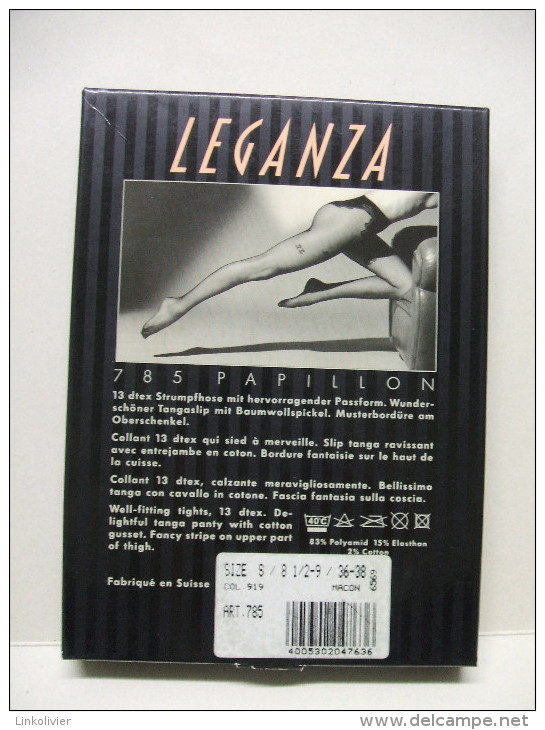 COLLANTS LEGANZA Media - Modèle 785 Papillon : Mâcon - S / 8 1/2-9 / 36-38 - Neuf Dans Boîte D´origine - Tights & Stockings