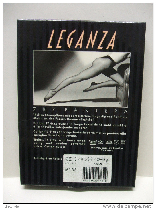 COLLANTS LEGANZA Media - Modèle 787 Pantera : Mâcon - S / 8 1/2-9 / 36-38 - Neuf Dans Boîte D´origine - Bas