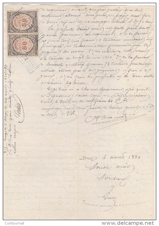 Timbres Fiscaux Dimension Copies 50c  Document 1890 Par   Huissier PEQUINOT à SELONGEY  ( M20 ) - Autres & Non Classés