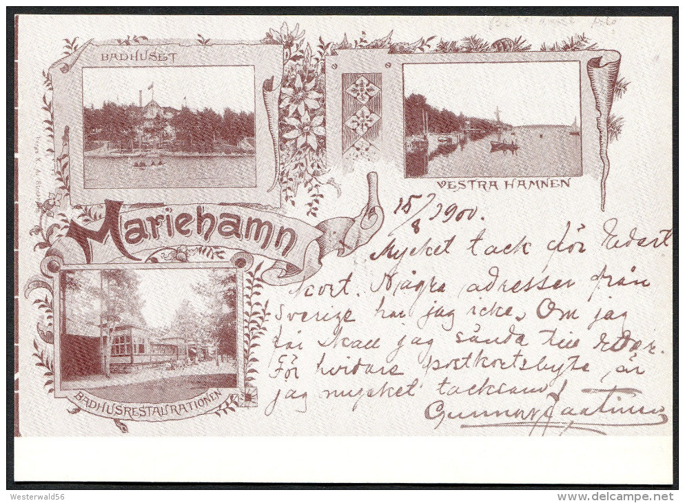 (1550) Aland Schiffspost - VIKING LINE - M/S ISABELLA, Gest. 8.5.98 Mariehamn NAVIRE, Rückseite AK Nachdruck Von 1900 - Aland