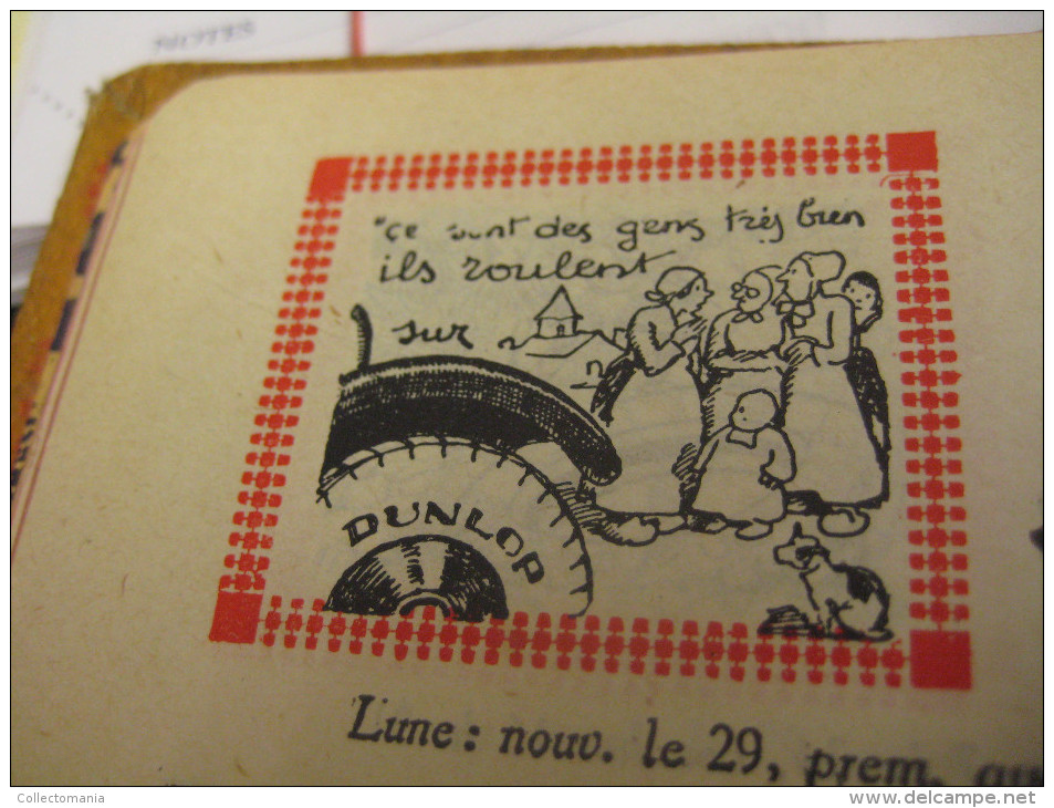 Agenda DUNLOP pneus 1930 comics illustrations Pierre Delarue-Nouvellière & JEAN ROUTIER & J. WANKE - B.D.  Hergé strips