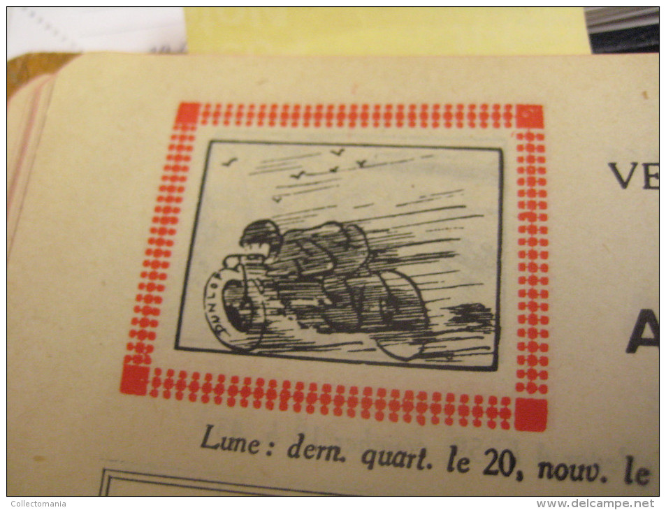 Agenda DUNLOP pneus 1930 comics illustrations Pierre Delarue-Nouvellière & JEAN ROUTIER & J. WANKE - B.D.  Hergé strips