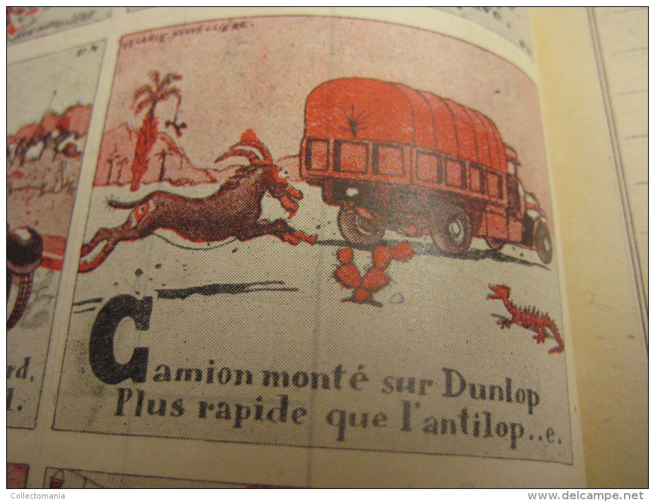 Agenda DUNLOP pneus 1930 comics illustrations Pierre Delarue-Nouvellière & JEAN ROUTIER & J. WANKE - B.D.  Hergé strips