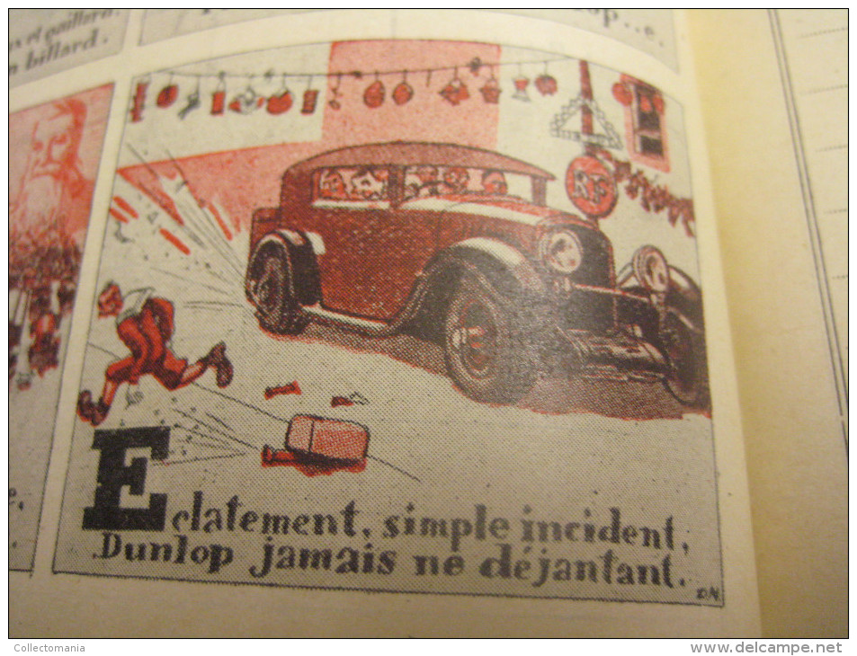 Agenda DUNLOP pneus 1930 comics illustrations Pierre Delarue-Nouvellière & JEAN ROUTIER & J. WANKE - B.D.  Hergé strips