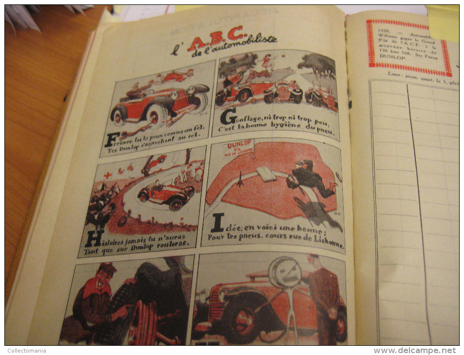 Agenda DUNLOP pneus 1930 comics illustrations Pierre Delarue-Nouvellière & JEAN ROUTIER & J. WANKE - B.D.  Hergé strips