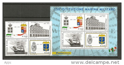 150 Ième Anniversaire De La Marine Nationale Italienne, Un Bloc-feuillet + La Série Neufs ** . Côte 15.00 € - 2011-20: Neufs