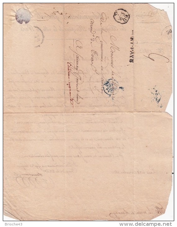 LETTRE 1830 ADMINISTRATION GENERALE DES HOPITAUX ET HOSPICES VILLE PARIS POUR SAUNAY (37). TRAITEMENT ORPHELINS / 6535 - 1801-1848: Précurseurs XIX