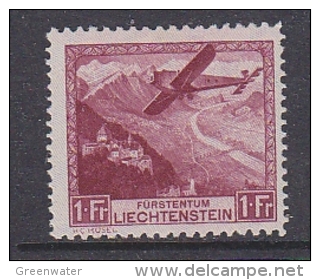 Liechtenstein 1930 Airmail 1fr * Mh (=mint, Hinged) (26219B) - Air Post