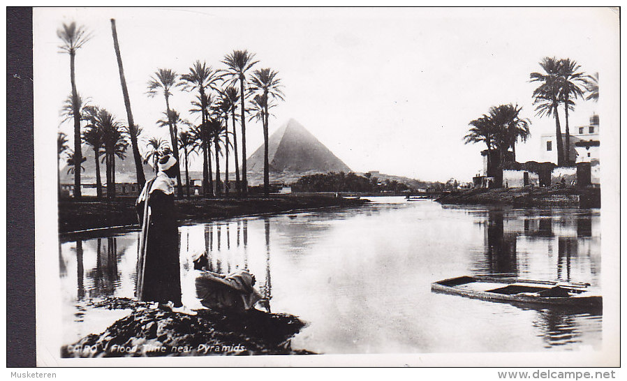 Egypte CPA Cairo Flood Time Near Pyramids 1960 Echte Real Photo Véritable (2 Scans) - Pyramides