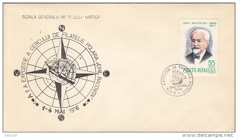 EMIL RACOVITA, POLAR EXPLORER, SHIP, SPECIAL COVER, 1976, ROMANIA - Explorateurs & Célébrités Polaires