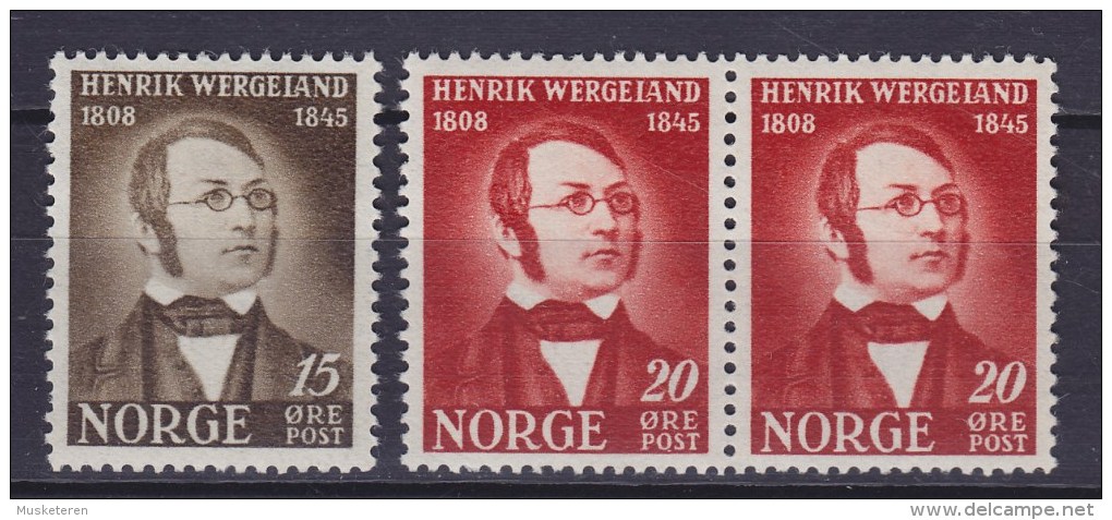 Norway 1945 Mi. 304-05     10 Ø & 15 Ø Henrik Wergeland MNH** - Neufs