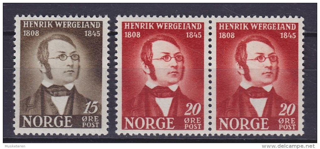 Norway 1945 Mi. 304-05     10 Ø & 15 Ø Henrik Wergeland MNH** - Ungebraucht