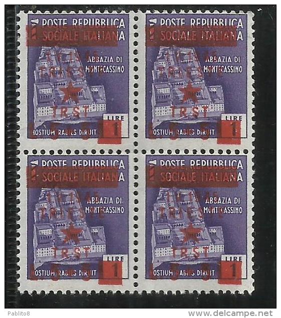 OCCUPAZIONE JUGOSLAVA DI TRIESTE 1945 LIRE 5 SU 5 SU 1 QUARTINA BLOCK MNH - Occ. Yougoslave: Fiume