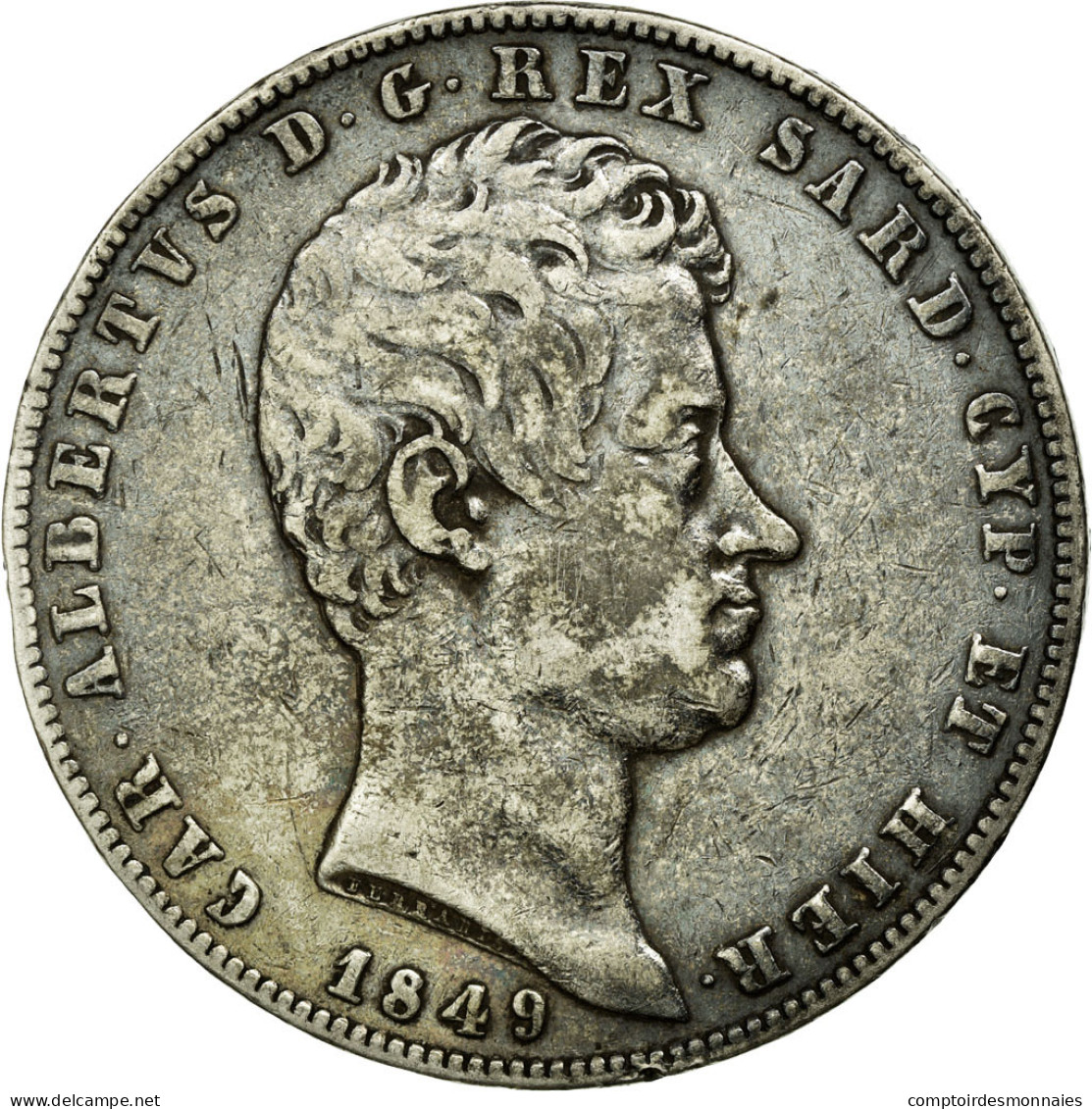 Monnaie, États Italiens, SARDINIA, Carlo Alberto, 5 Lire, 1849, TTB, Argent - Piémont-Sardaigne-Savoie Italienne