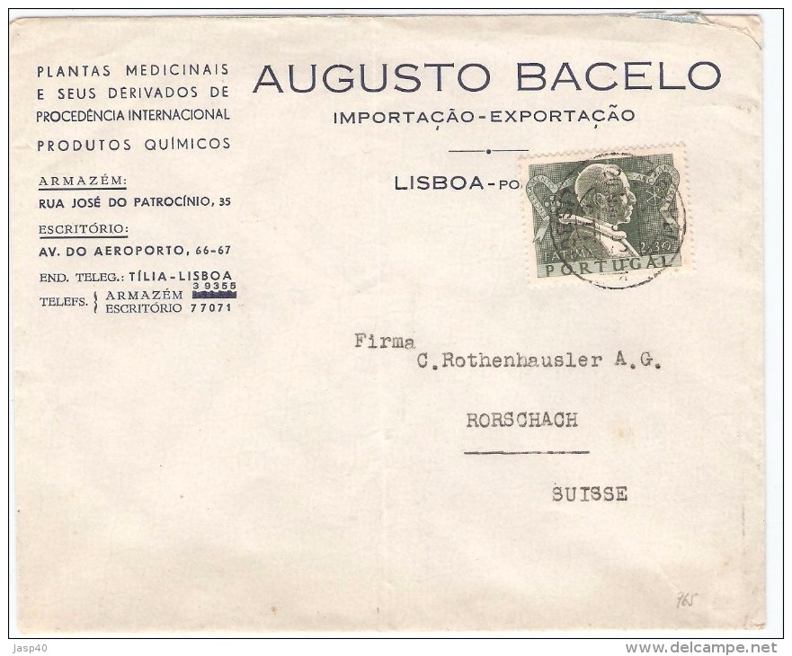 CARTA CIRCULADA DE PORTUGAL PARA A SUISSA - Lettres & Documents