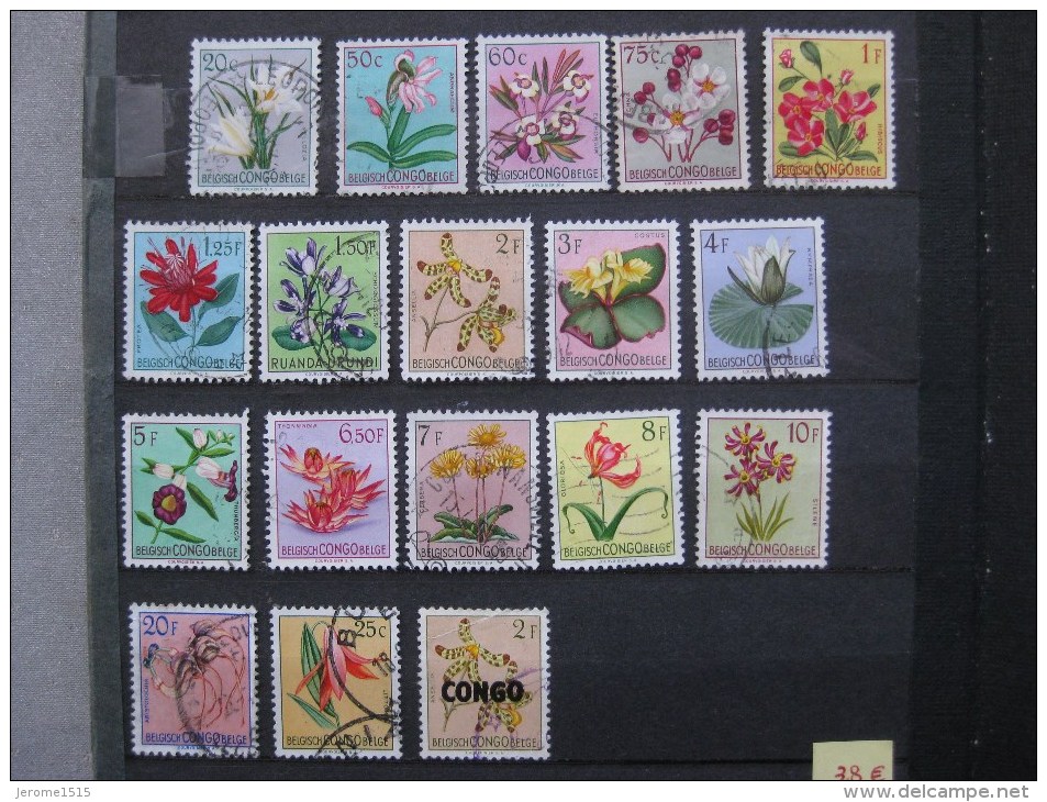 Timbres Congo Belge : Fleurs 1952 - Andere & Zonder Classificatie