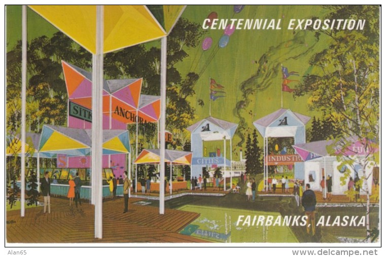 Fairbanks, Alaska Centennial Exposition Bartlett Plaza Exhibit Area, C1960s Vintage Postcard - Fairbanks