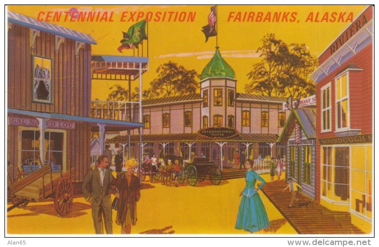 Fairbanks, Alaska Centennial Exposition Gold Rush Town Exhibit Area, C1960s Vintage Postcard - Fairbanks