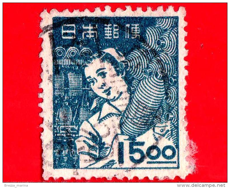 GIAPPONE - Usato - 1948 - Lavoratrice -  Cotone - Workers - 15.00 - Used Stamps