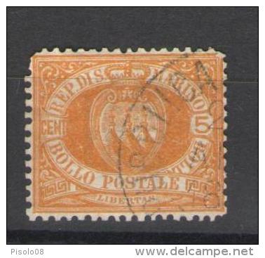 SAN MARINO 1877 CIFRA O STEMMA 5 C. USATO - Usati