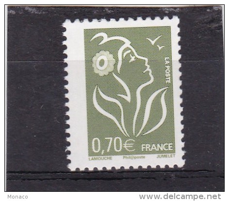 N° 3736 Yvert & Tellier, 3957 ( A ) Dallay, 0,70 Jaune-olive, Bande Phosphorescente à Gauche Au Lieu De Droite - Ongebruikt