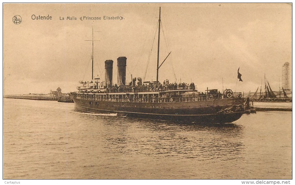 OSTENDE LA MALLE PRINCESSE ELISABETH BELGIQUE BELGIUM PAQUEBOT - Oostende