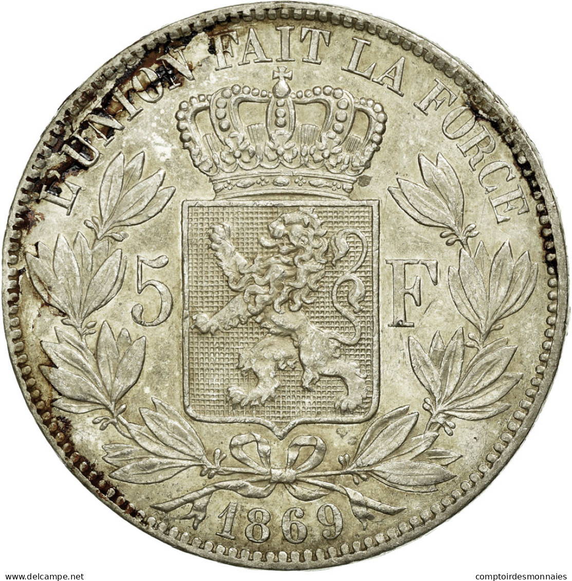 Monnaie, Belgique, Leopold II, 5 Francs, 5 Frank, 1869, TTB, Argent, KM:24 - 5 Francs