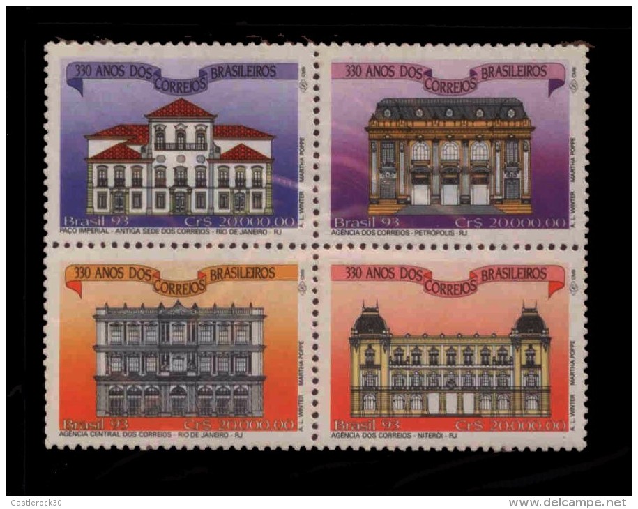 E) 1993 BRAZIL, ARCHITECTURE, 330 ANNIVERSARY, BRAZILIAN POST, SET, MNH - Gebraucht