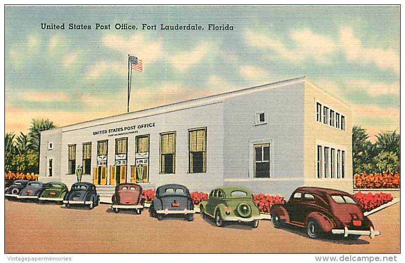 184937-Florida, Fort Lauderdale, Post Office, Linen Postcard, Tichnor Bros No 74610 - Fort Lauderdale