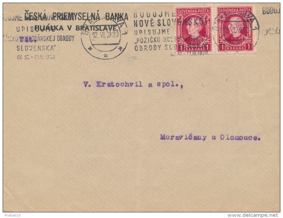 K3733 - Slovakia (1939) Bratislava 1: We Are Building A New Slovakia; "The Loan Economic Recovery In Slovakia" (letter) - Lettres & Documents