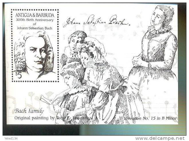 MNH ANTIGUA #880 : SOUVENIR SHEET JOHANN SEBASTIAN BACH - Antigua Und Barbuda (1981-...)