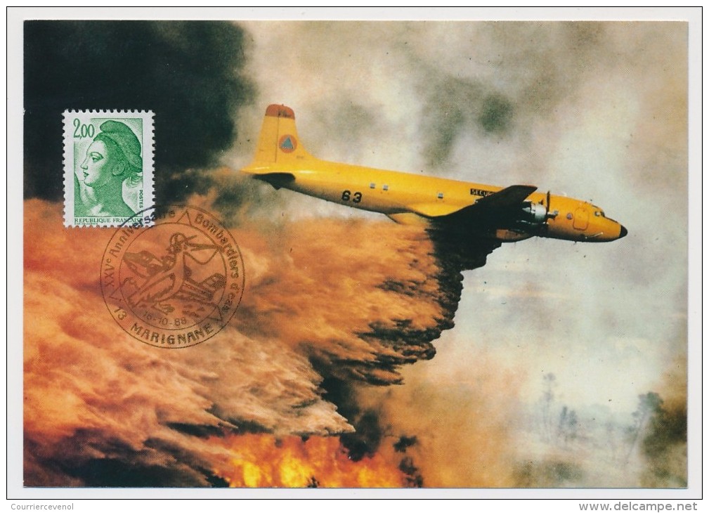 FRANCE => 2 Cartes - Cachet Commémo. XXVeme Anniversaire Des Bombardiers D'eau - 13 MARIGNANE - 15/10/1986 - Bolli Commemorativi