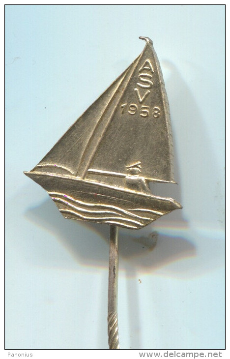 ASV 1958. Sailboat Sailer - Holland Netherlands, Vintage Pin Badge - Sailing, Yachting