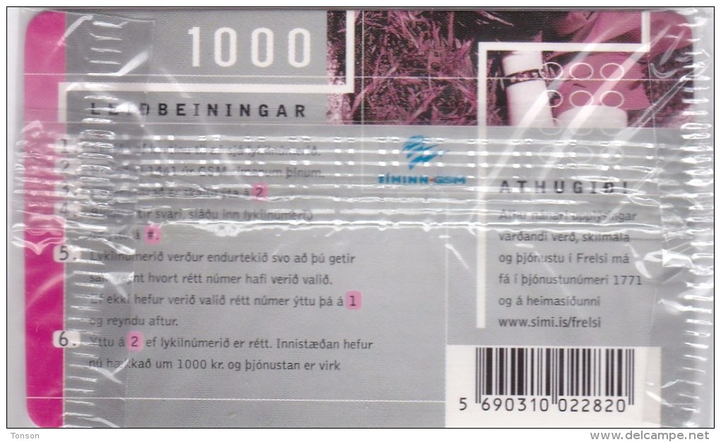 Iceland, SIM-REF-002 B, Frelsi 1000, GSM Refill, Mint In Blister 2 Scans. - Islandia