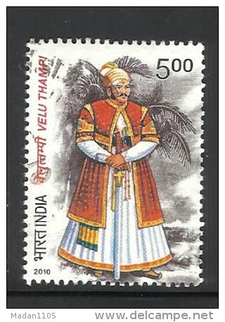 INDIA, 2010, FINE USED, Velu Thampi, Veluthampi, Kalkulam Born, Costume, Tree, - Oblitérés