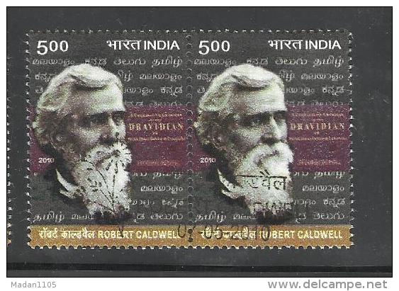 INDIA, 2010, FIRST DAY CANCELLED, PAIR,  Robert Caldwell, Christian Evangelist Missionary, - Oblitérés