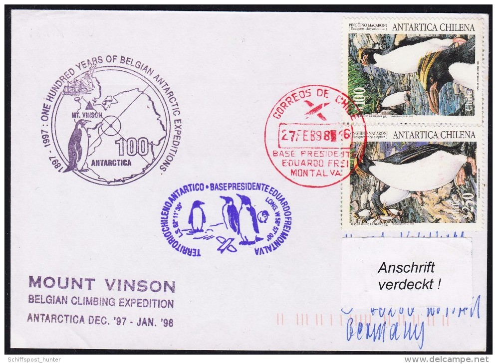 ANTARCTIC, BELGIEN On Base FREI ,1998, " MOUNT VINSON Climbing Exped. ",3  Cachets , Look Scan !! 24.11-06 - Antarctische Expedities