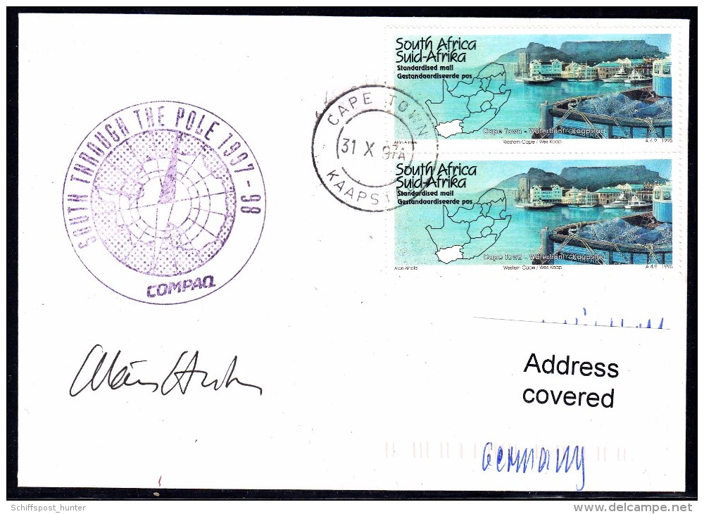 ANTARCTIC, BELGIEN , 1997-98 " Exp. SOUTH THROUGH THE POLE",  Cachet + Sign , Look Scan !! 24.11-16 - Antarctische Expedities