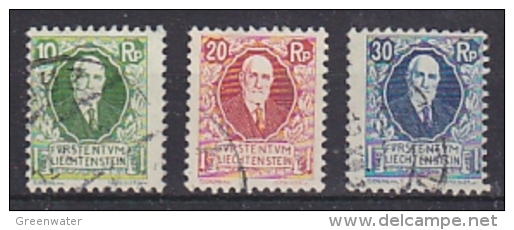 Liechtenstein 1925 Geburtstag Fürst Johann II 3v Used (26222) - Gebruikt