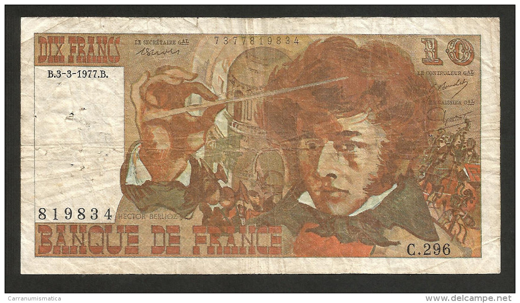 FRANCE - BANQUE De FRANCE - 10 FRANCS (1977) - BERLIOZ - Serie: C. 296 - 10 F 1972-1978 ''Berlioz''