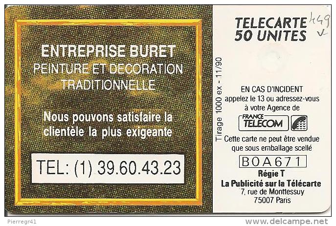 CARTE°-PUCE-PRIVEE-D-11/90-D449-GEM-BURET PEINTURE-UTILISE -TBE-LUXE-TRES RARE - Telefoonkaarten Voor Particulieren