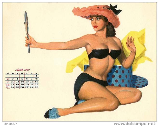 Beautifl Pin-up Girl Calender 1950 - Complete Set Of 12 Postcards - Otros & Sin Clasificación