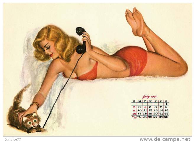 Beautifl Pin-up girl calender 1950 - Complete set of 12 postcards