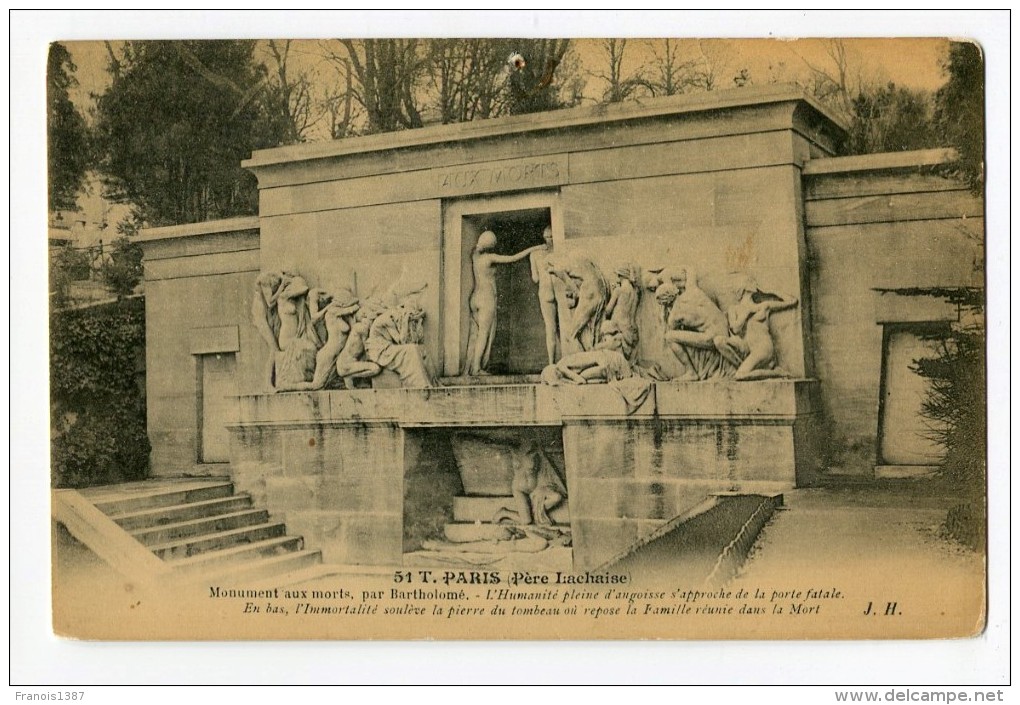 Ref 197 - PARIS 20 - Père Lachaise - Monument Aux Morts Par Bartholomé - Arrondissement: 20