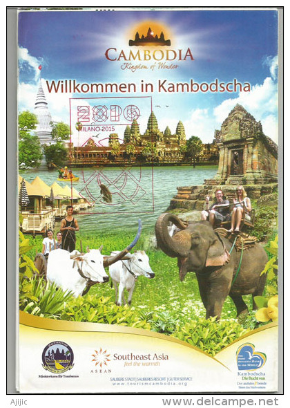 CAMBODIA/KAMBODSCHA. UNIVERSAL EXPO MILANO 2015, Large Map Of Cambodia (in German-Deutsche) From The Cambodian Pavilion - Asia & Vicino Oriente