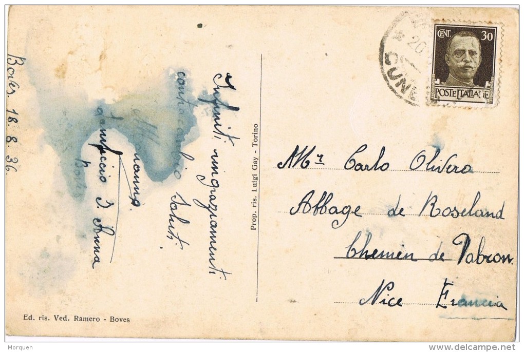 15772. Postal  BOVES (Cuneo) 1936. Panorama Di Boves - Pneumatic Mail