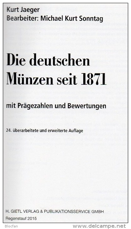 Jäger Münzen-Katalog Deutschland 2016 Neu 25€ Für Münzen Ab 1871 Und Numisbriefe Numismatic Coins Of Old And New Germany - Sammlungen
