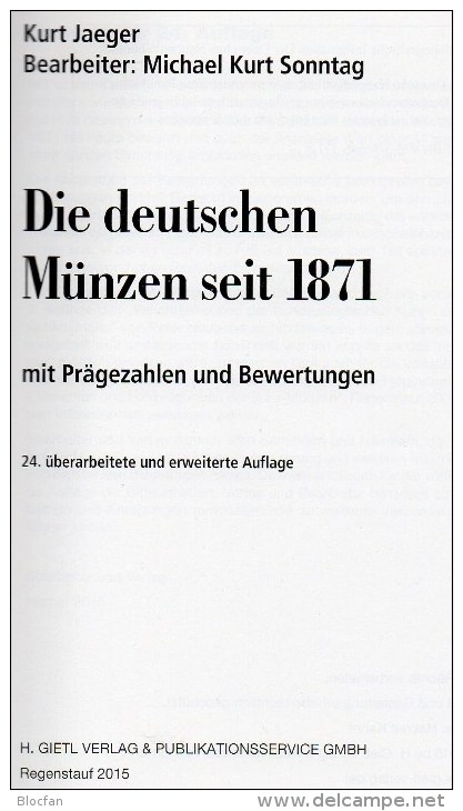 Jäger Münzen-Katalog Deutschland 2016 Neu 25€ Für Münzen Ab 1871 Und Numisbriefe Numismatic Coins Of Old And New Germany - Vervalsingen En Reproducties