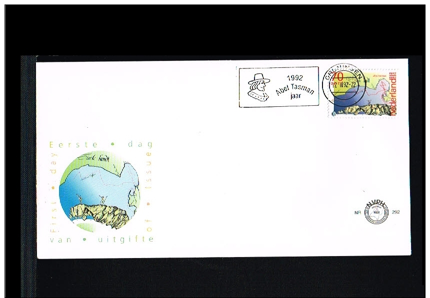 1992 - Netherlands FDC E292 Special - Famous People - Explorers - Abel Tasman With Special Cancel [D14_442] - Covers & Documents